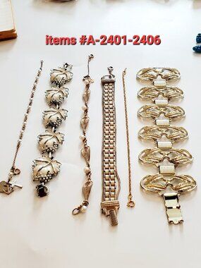 6 Bracelets, items # A-2401-2406, . wt. 118 grams.